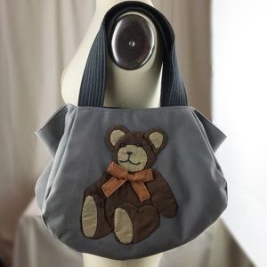 HandMade OOAK Teddy Bear Appliqué heavy canvas bag
